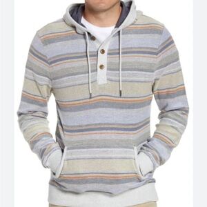 Faherty Men’s Campfire Quarter Button Hoodie Sweater in Sandstone